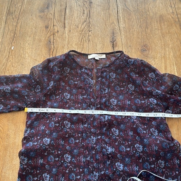 LOFT Dress Size SP Womens Purple Floral Print Shift Long Sleeve - Picture 5 of 6